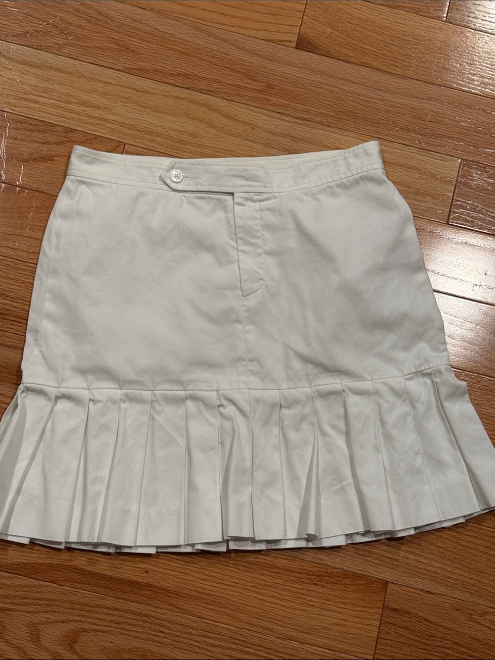 Ralph Lauren White Pleated-Hem Mini Skirt
